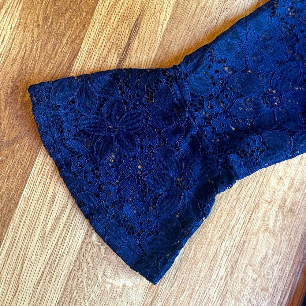 NWT Ellen Weaver ladies Navy Lace Flounce Hem dress size medium or 8 10 - Picture 6 of 6